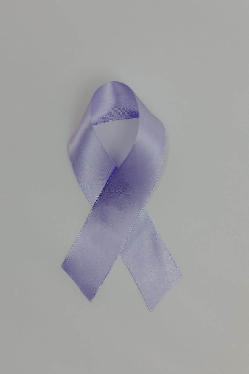 close up shot of a purple ribbon