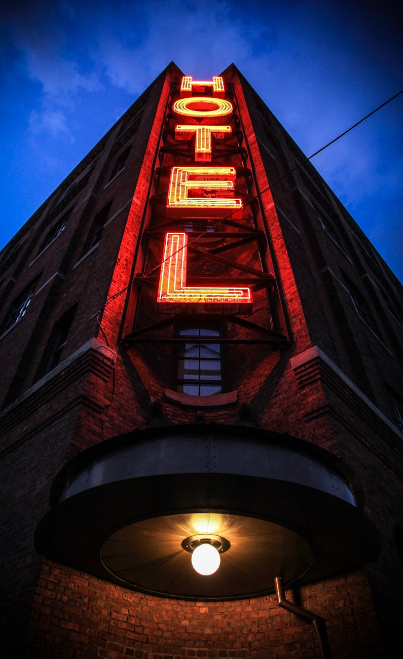 brown hotel signage