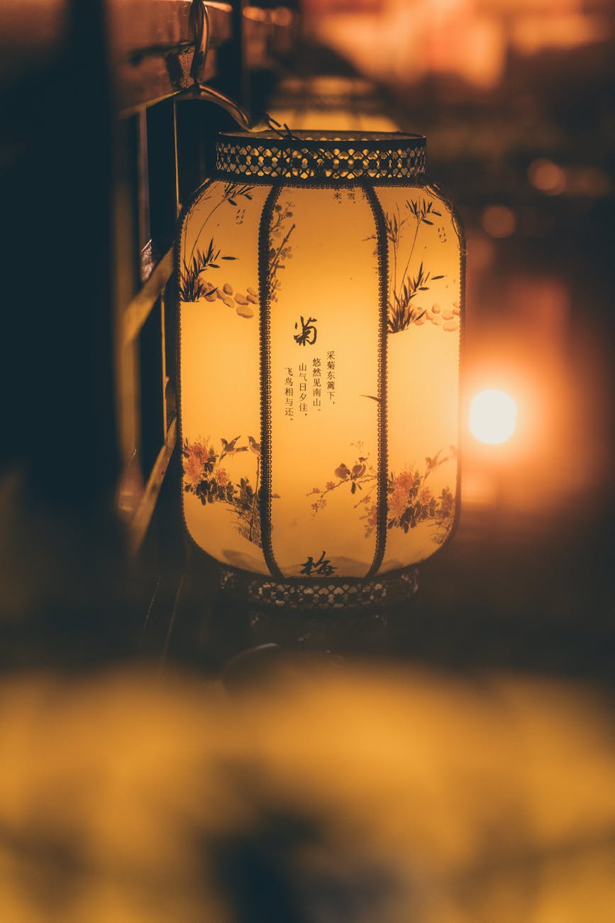 chinese lantern hanging on the wall