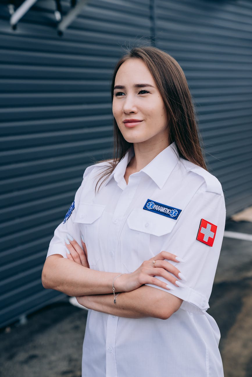beautiful woman in white uniform